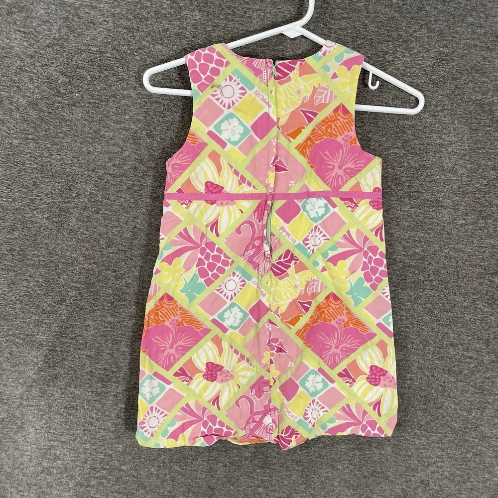 Lilly Pulitzer Dress Girls 6X Pink Floral Patchwork Shift Lined Summer Party